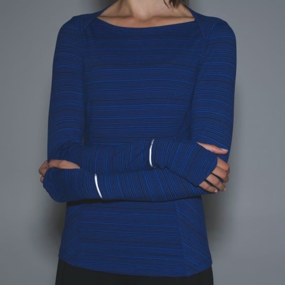 Lululemon Athletica Navy Striped Long Sleeve Top